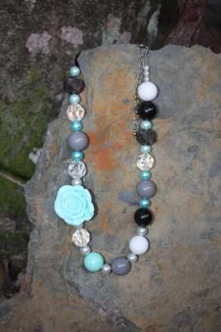 Turquoise, black and Grey every day Necklace