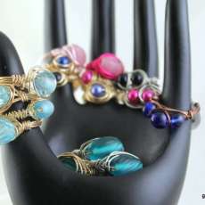 Glass bead wire wrapped rings