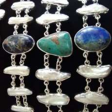 Sterling Bracelet Semi Precious Stones