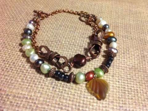 Copper Chain and Fresh Water Pearl Bracelet