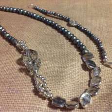 Fresh Water Pearls and Silver Toned Beaded Necklace