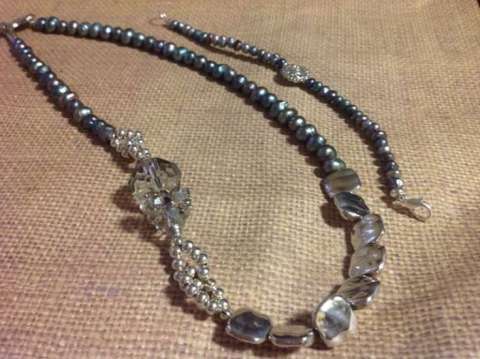 Fresh Water Pearls and Silver Toned Beaded Necklace