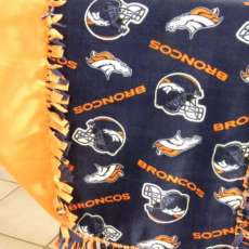Hand Made Doulble Sidied Fleece Broncos Blanket