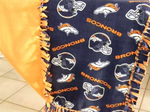 Hand Made Doulble Sidied Fleece Broncos Blanket