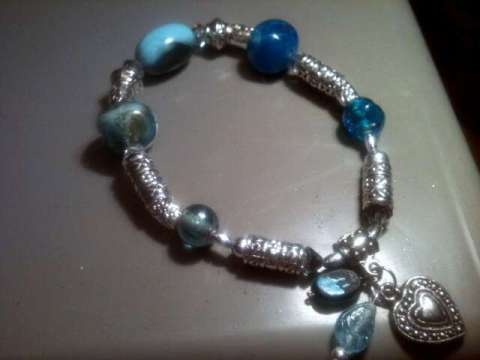 Aqua Silver with Charms