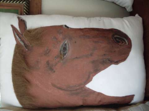 LARGE, HAND PAINTED HORSE PILLOWS $25.00 EA.