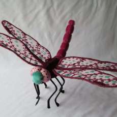 Small Mauve and Aqua Velvet Dragonfly