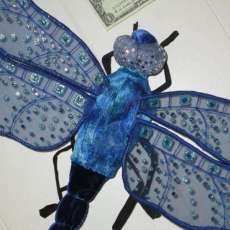 Medium-size Dark Blue Velvet Dragonfly