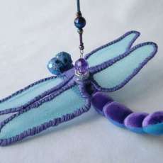 Purple & Turquoise Velvet Dragonfly Ornament