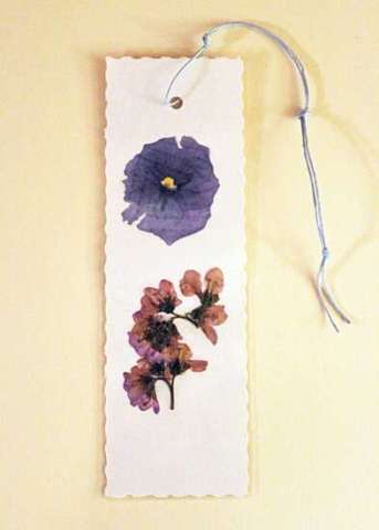 Purple pansy pressed flower bookmark