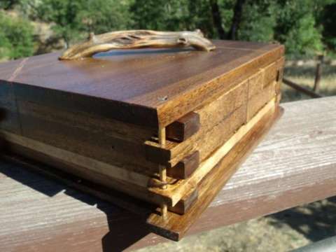 "Lincoln Log" Box with Lid and Madrone Handle