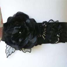Black Bridal Flower Sash