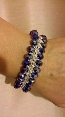 Silver Tread and Glass Beads Bracelet