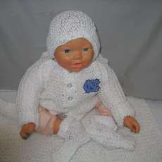 White Baby Gift Set Sweater, Cap, Booties, and Baby Wrap $25