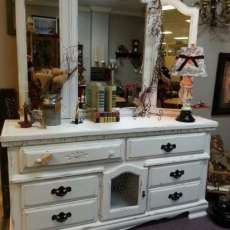 White distressed dresser