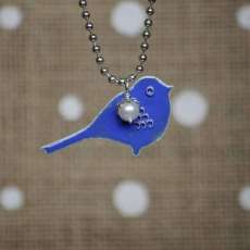 Signature Bird Enamel on Silver Necklace