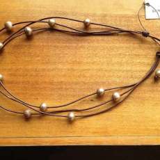Leather and Pearl Necklace