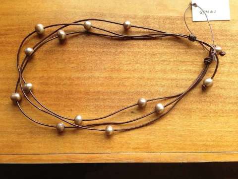 Leather and Pearl Necklace