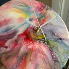 Fluid Acrylic Painted Clock