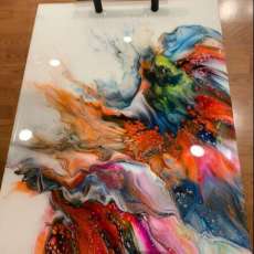 Fluid Acrylic on Tile With Resin Coat - Tray