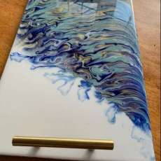 Fluid Acrylic on Tile With Resin Coat - Tray