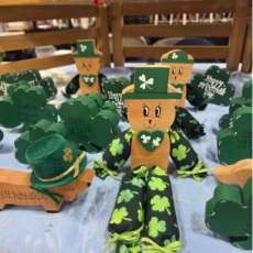 Saint Patrick's Day Teddy Bear Doll and Shamrocks