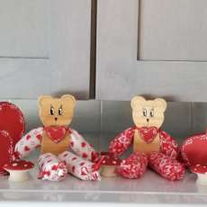Valentine's Day Bear Doll and Hearts