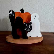 Pumpkin, Black Cat and Ghost Table Decor