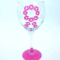 Breast Cancer Awareness Flower Wine Glass