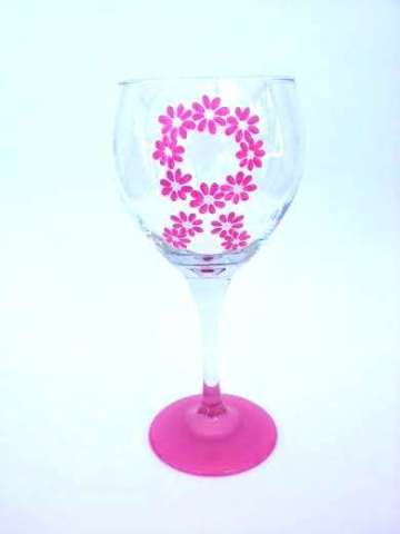 Breast Cancer Awareness Flower Wine Glass