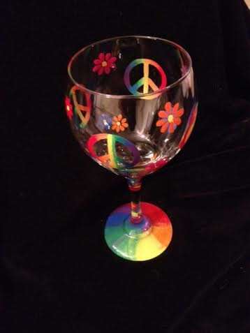 Peace sign wine glass