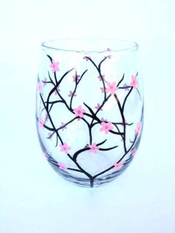 Cherry Blossom stemless glass