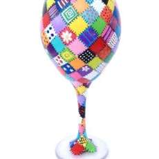 Patchwork quilt wine glass