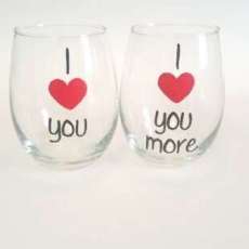 Love you more stemless glasses