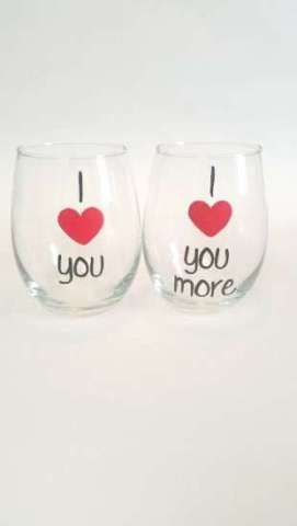 Love you more stemless glasses