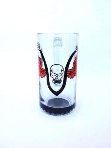 Biker skull wings beer mug