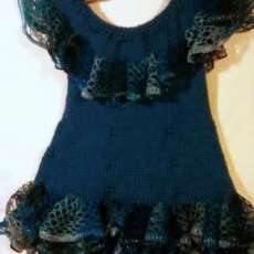 Blue Knit Ruffled Dress 12-18 months