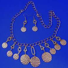Gold Chain With Gold Medallions/Earring Set