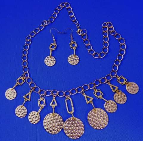 Gold Chain With Gold Medallions/Earring Set