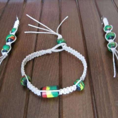 Handmade Hemp Bracelet and Earrings Set