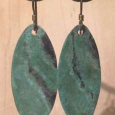 Verdigris-Indigo Oval Earrings