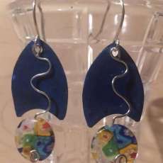 Indigo Patina Millefiori Lentil Bead Earrings