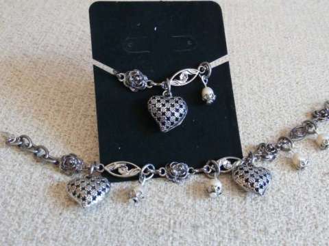 Hearts and Roses Silver Charm Bracelet