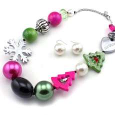 Fne2597 $11.00 Set. Christmas Necklace and Earring Set.