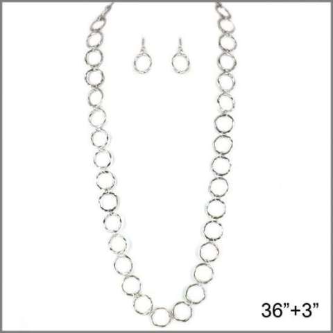 12707 $10.00 Set. Rhodium Plated Necklace and Earring Set.