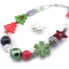 Fne2598 $11.00 Set. Christmas Necklace and Earring Set.