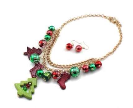 Fne4258 $11.00 Set. Christmas Necklace and Earring Set.