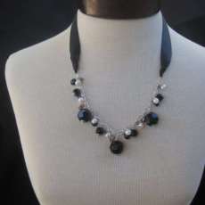 Vintage Button Bracelet With Fresh Water Pearls, Amethyst and Crystal Beads