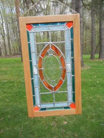 Stain Glass 10 X 20 Window Panel With Frame