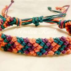 Aquamarine, Purple & Orange Chevron Friendship Hemp Bracelet